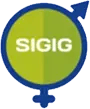 Icono circular verde dividido a la mitad con el texto SIGIG y símbolos de género femenino y masculino integrados.